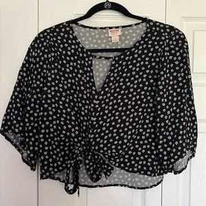 Floral Flare sleeve Crop